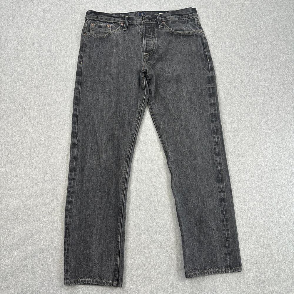 Bluer than Indigo Jeans Mens 35 Classic Straight Selvage Button Fly Black Washed